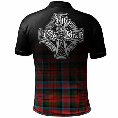 Scottish MacDuff Clan Crest Tartan Polo Shirt - Alba Gu Brath Family Crest Celtic Inspired Back Side Tartan Plaid
