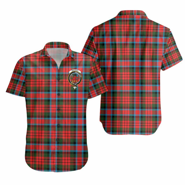 Scottish MacDuff Clan Crest Tartan Short Sleeve Shirt Tartan Plaid