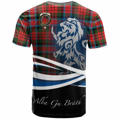 Scottish MacDuff Clan Crest Tartan T-Shirt - Scotland Lion Back Side Tartan Plaid