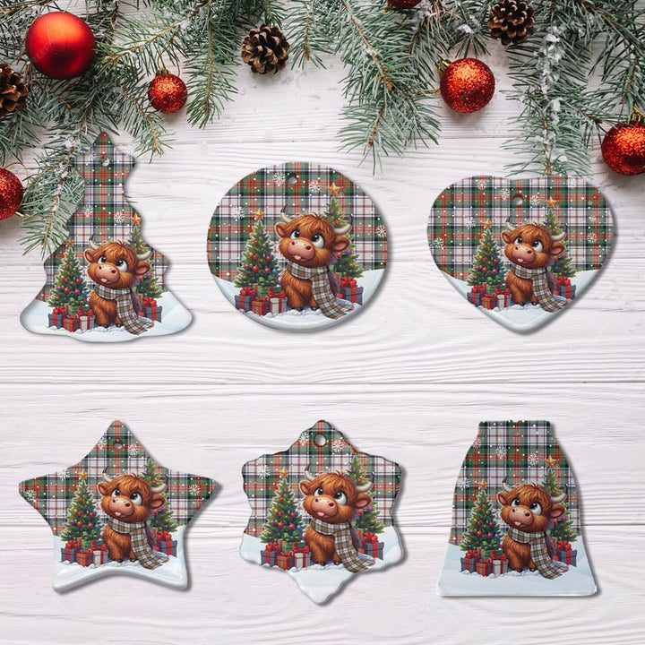 Scottish MacDuff Dress Ancient Clan Tartan Ceramic Ornament Cute Highland Cow Christmas All Style Tartan Plaid