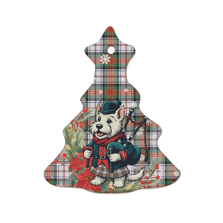Scottish MacDuff Dress Ancient Clan Tartan Ceramic Ornament Cute Scottish Terrier Dog Tree Style Tartan Plaid