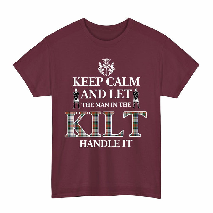 Scottish MacDuff Dress Ancient Clan Tartan T-Shirt - Keep Calm Tartan Plaid Maroon Color