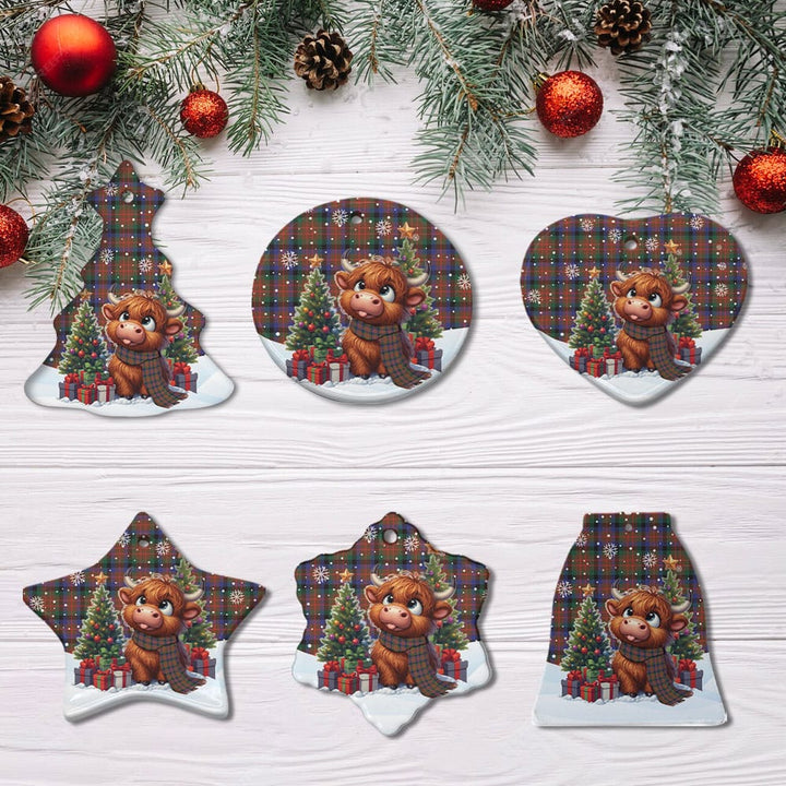 Scottish MacDuff Hunting Modern Clan Tartan Ceramic Ornament Cute Highland Cow Christmas All Style Tartan Plaid