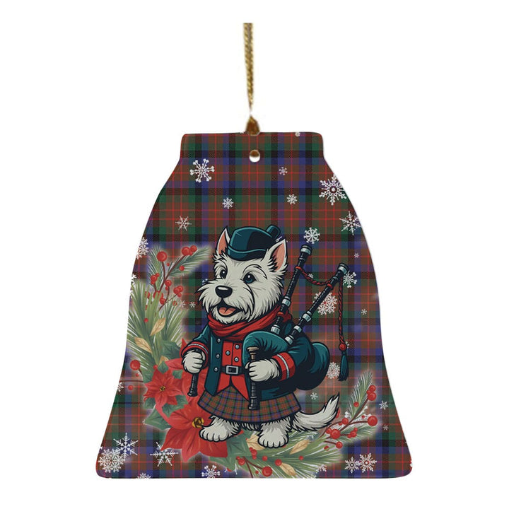 Scottish MacDuff Hunting Modern Clan Tartan Ceramic Ornament Cute Scottish Terrier Dog Bell Style Tartan Plaid