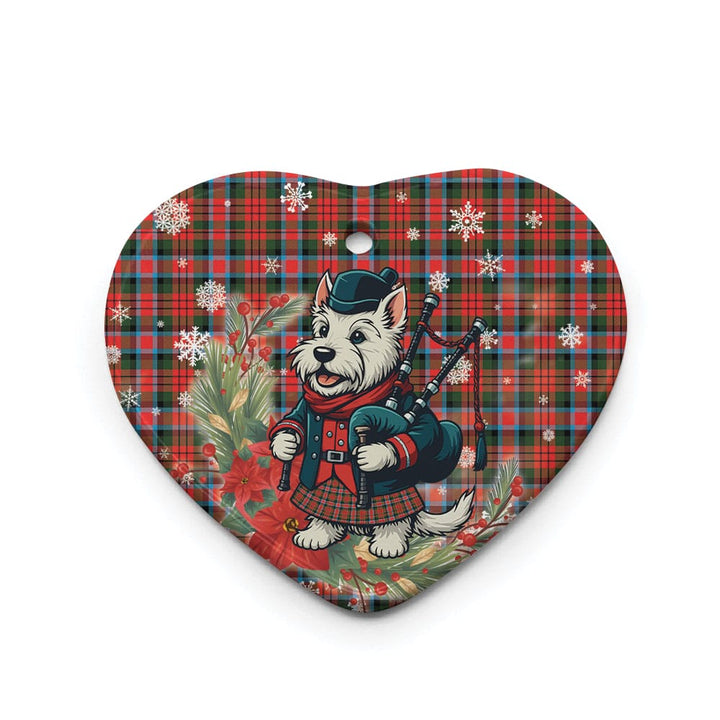 Scottish MacDuff Modern Clan Tartan Ceramic Ornament Cute Scottish Terrier Dog Heart Style Tartan Plaid