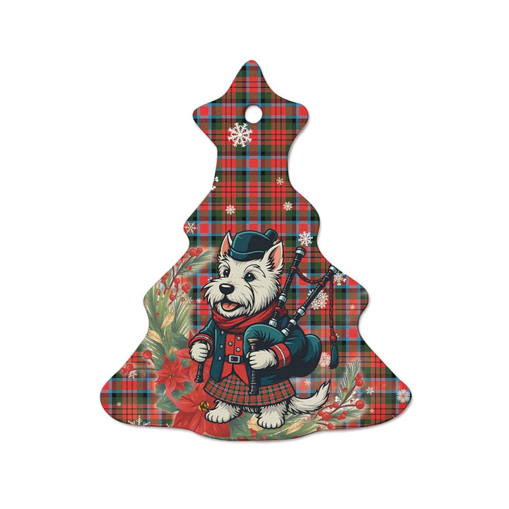 Scottish MacDuff Modern Clan Tartan Ceramic Ornament Cute Scottish Terrier Dog Tree Style Tartan Plaid