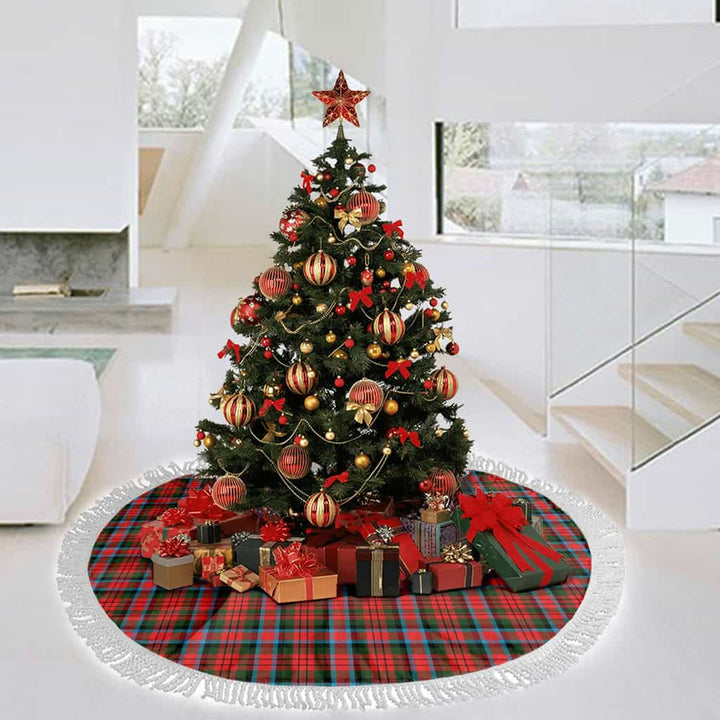 Scottish MacDuff Modern Clan Tartan Christmas Tree Skirt Tassels 3 Tartan Plaid