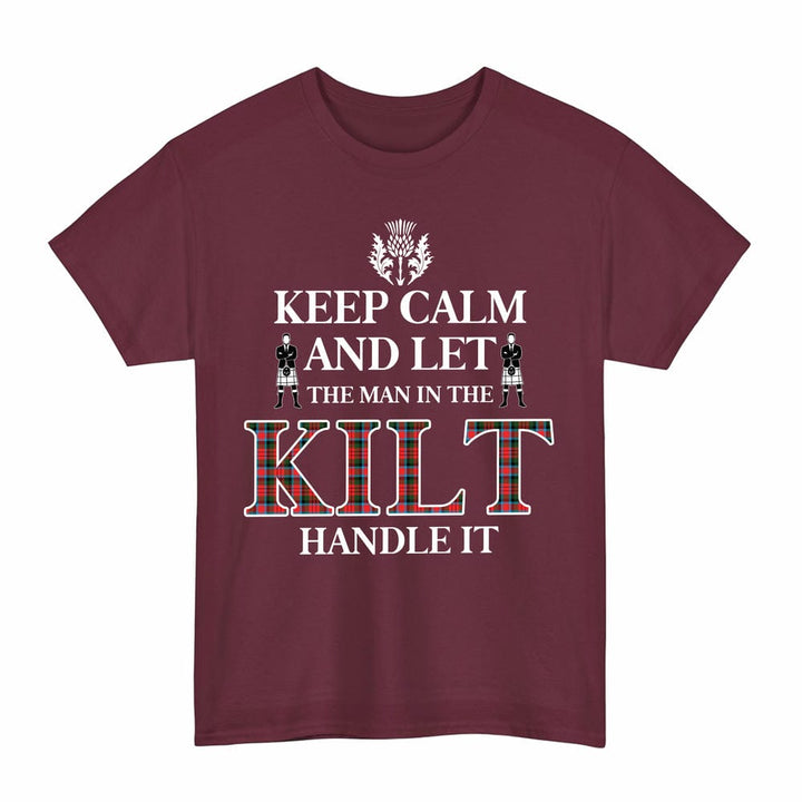 Scottish MacDuff Modern Clan Tartan T-Shirt - Keep Calm Tartan Plaid Maroon Color