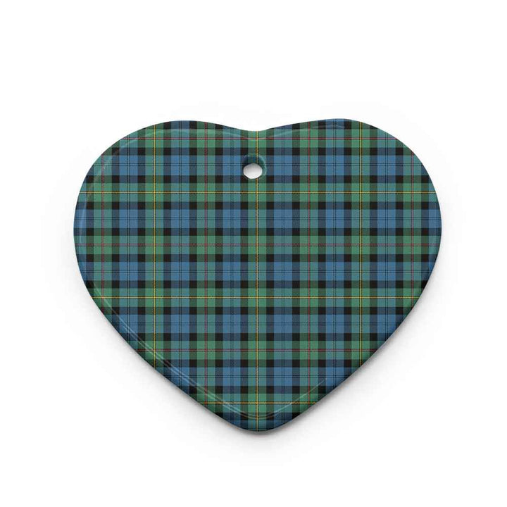 Scottish MacEwen Ancient Clan Tartan Ceramic Ornament Heart Shape Tartan Plaid