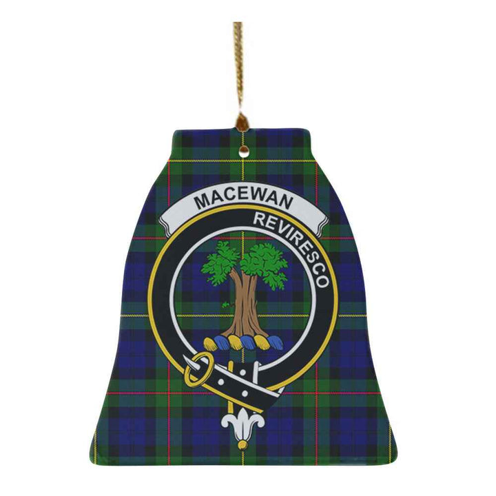 Scottish MacEwen Clan Crest Tartan Ceramic Ornament Bell Shape Tartan Plaid
