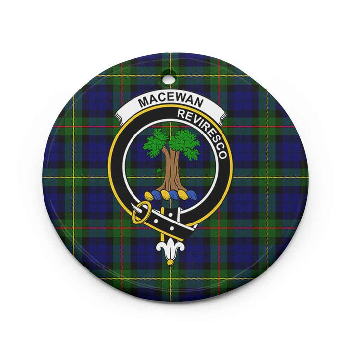 Scottish MacEwen Clan Crest Tartan Ceramic Ornament Circle Shape Tartan Plaid