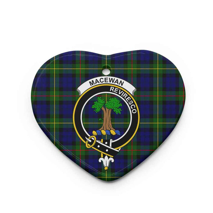 Scottish MacEwen Clan Crest Tartan Ceramic Ornament Heart Shape Tartan Plaid
