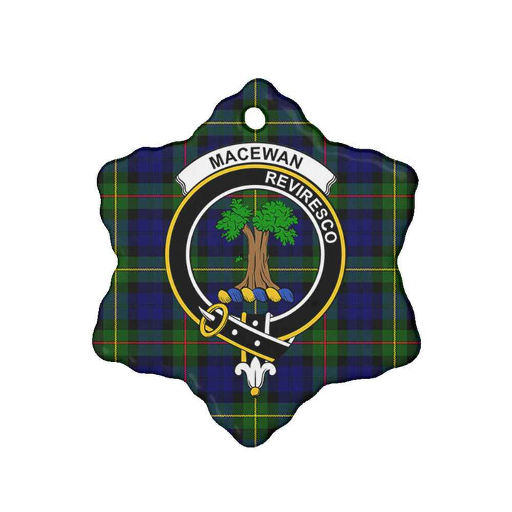 Scottish MacEwen Clan Crest Tartan Ceramic Ornament Snow Flake Shape Tartan Plaid
