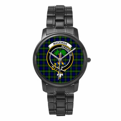 Scottish MacEwen Clan Crest Tartan Folding Clasp Steel Quartz Watches Tartan Plaid Black 1