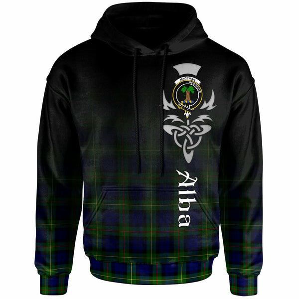 Scottish MacEwen Clan Crest Tartan Hoodie - Alba Gu Brath Family Crest Celtic Inspired Front Side Tartan Plaid
