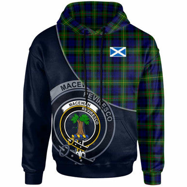 Scottish MacEwen Clan Crest Tartan Hoodie - Bend Style Front Side Tartan Plaid