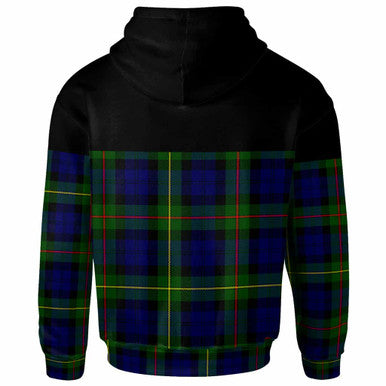 Scottish MacEwen Clan Crest Tartan Hoodie - Horizontal Style Back Side Tartan Plaid