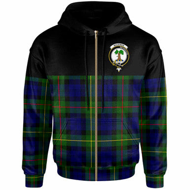 Scottish MacEwen Clan Crest Tartan Hoodie - Horizontal Style Zip-up Tartan Plaid