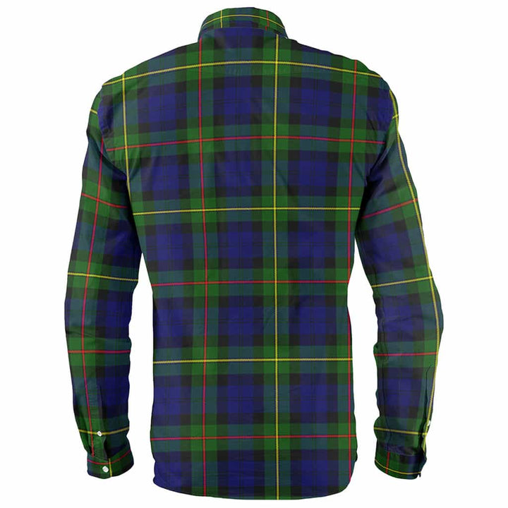 Scottish MacEwen Clan Crest Tartan Long Sleeve Shirt Back Side Tartan Plaid