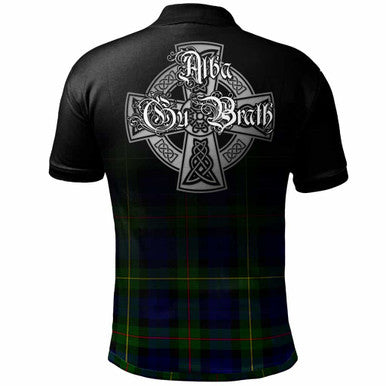 Scottish MacEwen Clan Crest Tartan Polo Shirt - Alba Gu Brath Family Crest Celtic Inspired Back Side Tartan Plaid