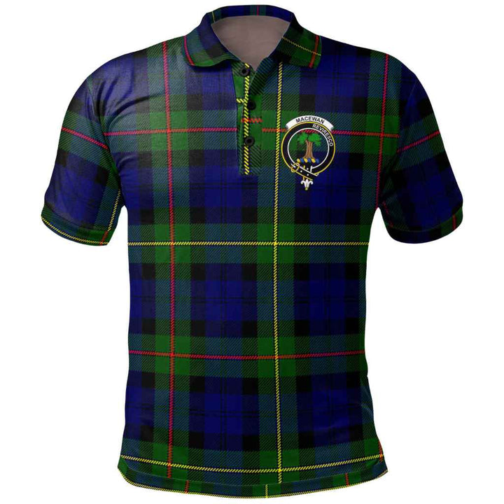 Scottish MacEwen Clan Crest Tartan Polo Shirt Front Side Tartan Plaid