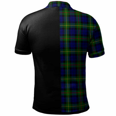 Scottish MacEwen Clan Crest Tartan Polo Shirt - Half in Me Back Side Tartan Plaid