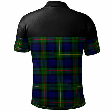 Scottish MacEwen Clan Crest Tartan Polo Shirt - Horizontal Style Back Side Tartan Plaid