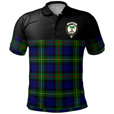 Scottish MacEwen Clan Crest Tartan Polo Shirt - Horizontal Style Front Side Tartan Plaid
