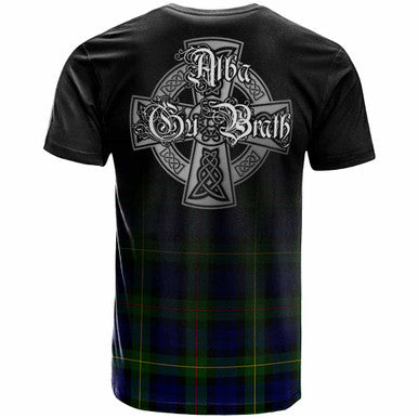 Scottish MacEwen Clan Crest Tartan T-Shirt - Alba Gu Brath Family Crest Celtic Inspired Back Side Tartan Plaid