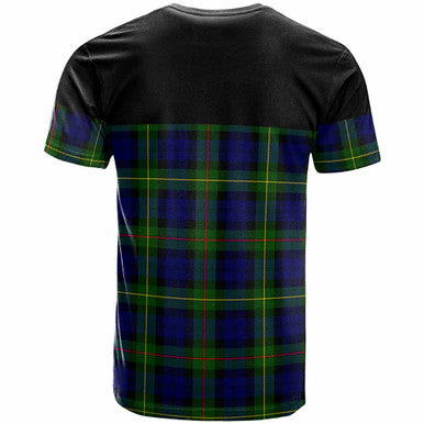 Scottish MacEwen Clan Crest Tartan T-Shirt - Horizontal Style Back Side Tartan Plaid