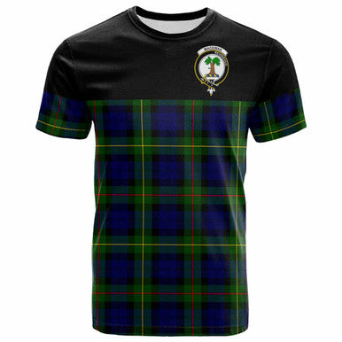 Scottish MacEwen Clan Crest Tartan T-Shirt - Horizontal Style Front Side Tartan Plaid