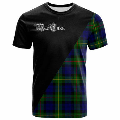 Scottish MacEwen Clan Crest Tartan T-Shirt - Military Logo Front Side Tartan Plaid