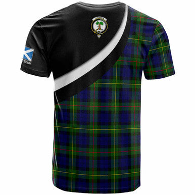 Scottish MacEwen Clan Crest Tartan T-Shirt - Scotland Forever Style Back Side Tartan Plaid
