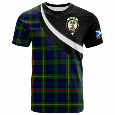 Scottish MacEwen Clan Crest Tartan T-Shirt - Scotland Forever Style Front Side Tartan Plaid