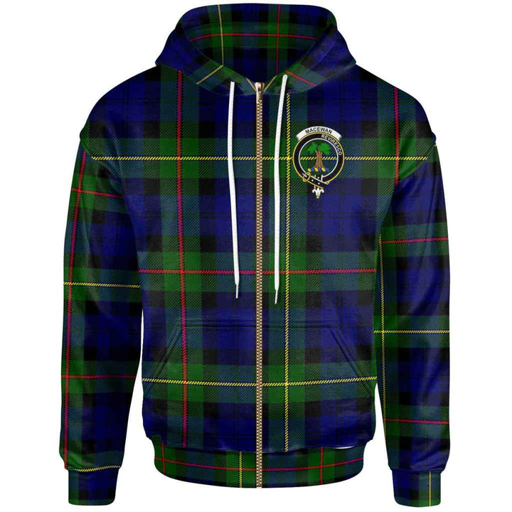 Scottish MacEwen Clan Crest Tartan Hoodie Zip Tartan Plaid