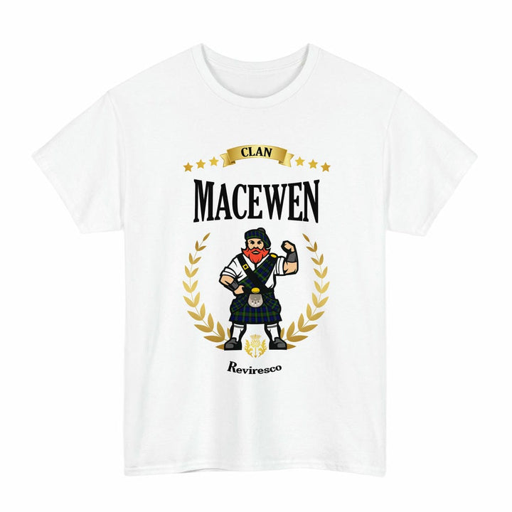 Scottish MacEwen Clan Tartan T-Shirt - Motto Scotsman Tartan Plaid White Color