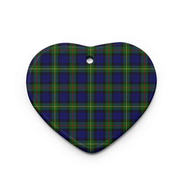 Scottish MacEwen Modern Clan Tartan Ceramic Ornament Heart Shape Tartan Plaid