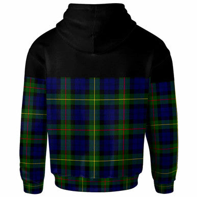 Scottish MacEwen Modern Clan Tartan Hoodie - Horizontal Style Back Side Tartan Plaid