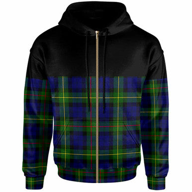 Scottish MacEwen Modern Clan Tartan Hoodie - Horizontal Style Zip Tartan Plaid