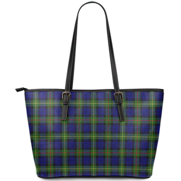 Scottish MacEwen Modern Clan Tartan Leather Tote Tartan Plaid