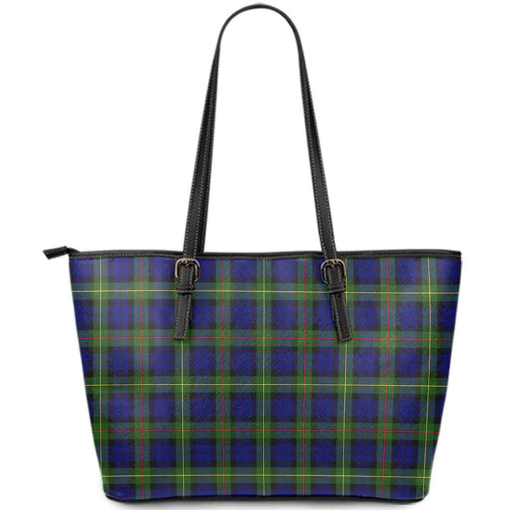Scottish MacEwen Modern Clan Tartan Leather Tote Tartan Plaid