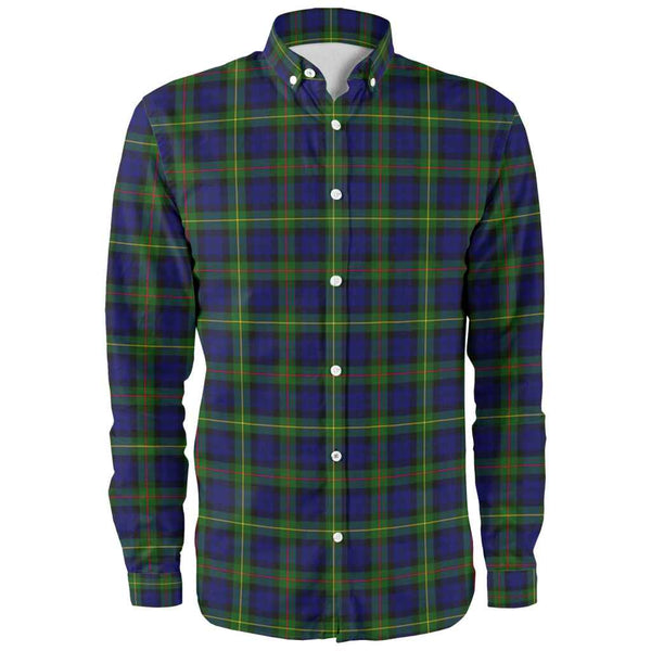 Scottish MacEwen Modern Clan Tartan Long Sleeve Shirt Front Side Tartan Plaid
