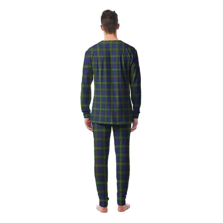 Scottish MacEwen Modern Clan Tartan Pajama Set Men Back Side Tartan Plaid