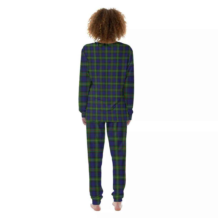 Scottish MacEwen Modern Clan Tartan Pajama Set Women Back Side Tartan Plaid