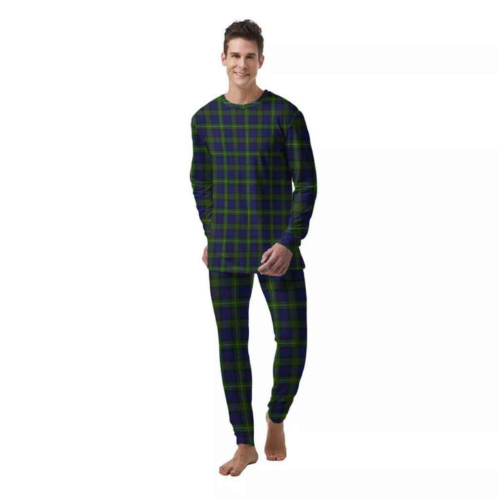 Scottish MacEwen Modern Clan Tartan Pajama Set  Men Front Side Tartan Plaid