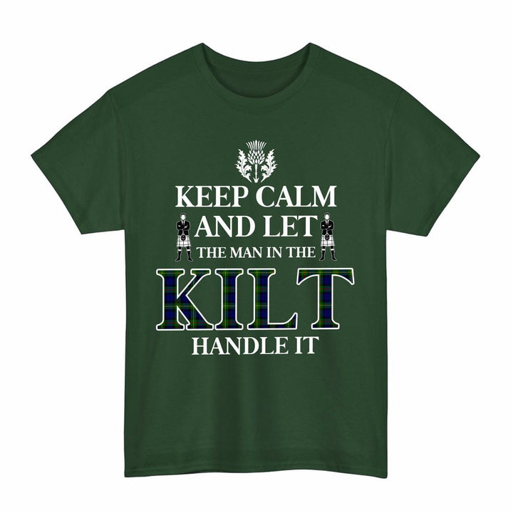 Scottish MacEwen Modern Clan Tartan T-Shirt - Keep Calm Tartan Plaid Forest Green Color
