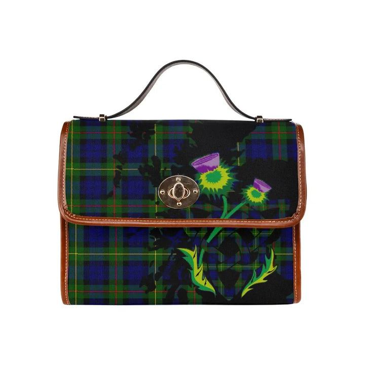 Scottish MacEwen Modern Clan Tartan Waterproof Canvas Bag With Thistle Tartan Plaid 1
