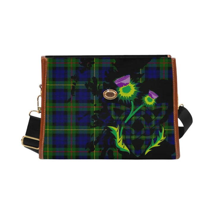 Scottish MacEwen Modern Clan Tartan Waterproof Canvas Bag With Thistle Tartan Plaid 2