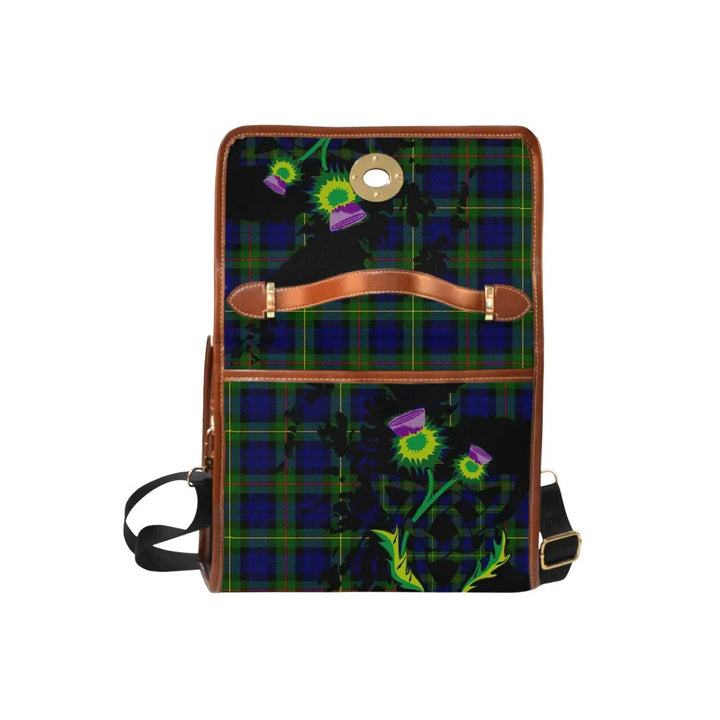 Scottish MacEwen Modern Clan Tartan Waterproof Canvas Bag With Thistle Tartan Plaid 6
