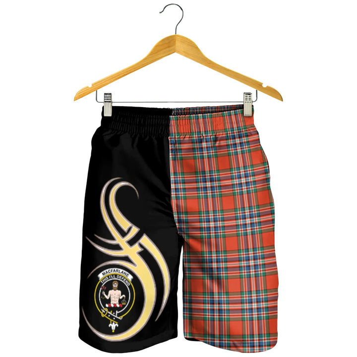 Scottish MacFarlane Ancient Clan Crest Tartan Believe in Me Men's Shorts